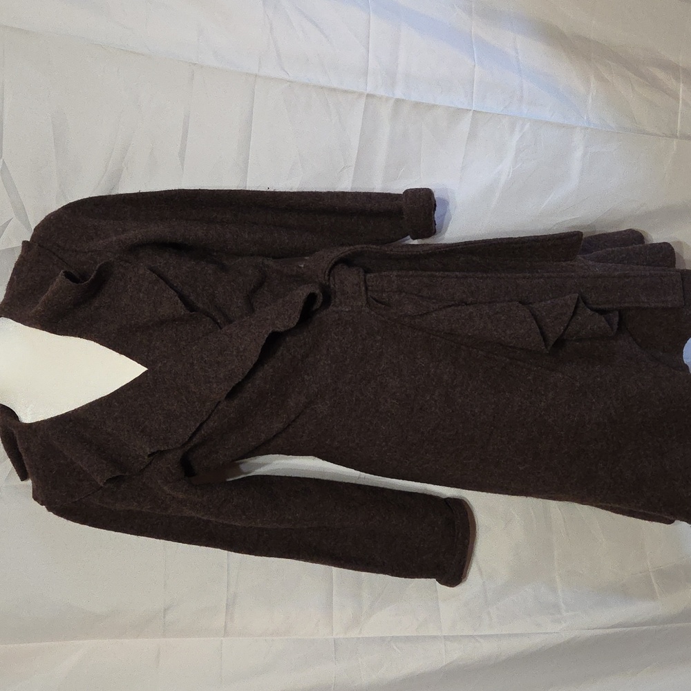 Marisa Christina Dark Brown Ruffle Trench Coat